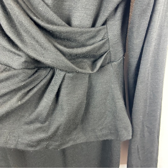 Talbots Classic Wool Blend Wrap Ruched Long Sleeve Dress XL Black - Picture 9 of 13